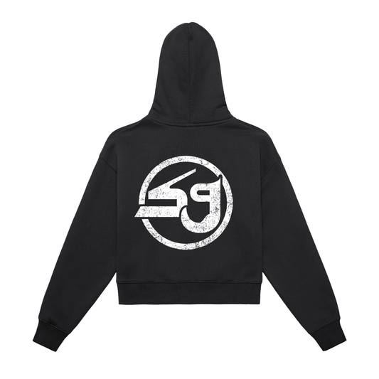 Fleeced Zip-Up Cropped Hoodie