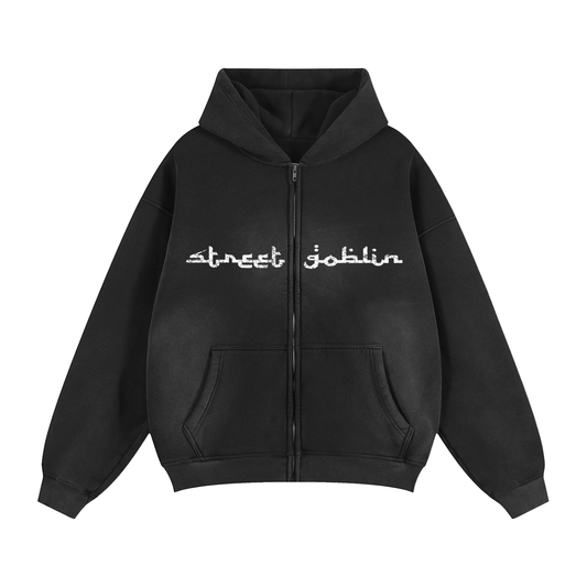 Sunfade Two-way Zipper Boxy Fleece Hoodie