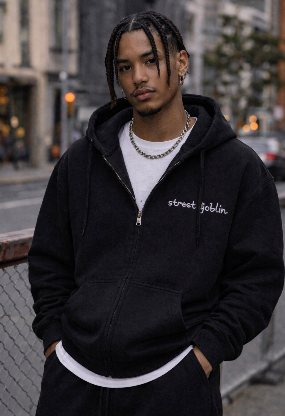 Sunfade Two-way Zipper Boxy Fleece Hoodie