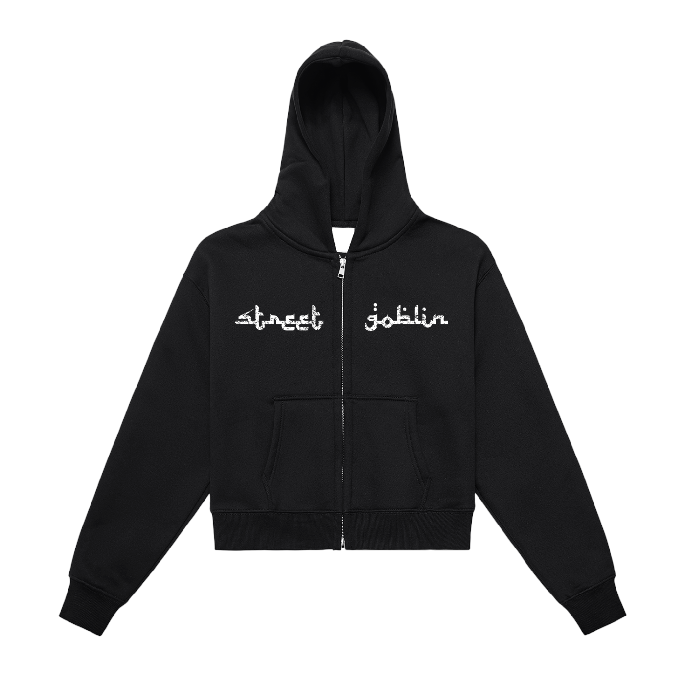 Fleeced Zip-Up Cropped Hoodie