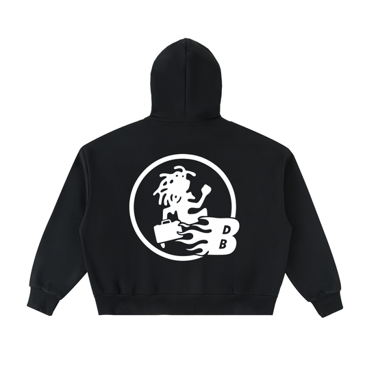 Fleeced Full-Zip Boxy Hoodie